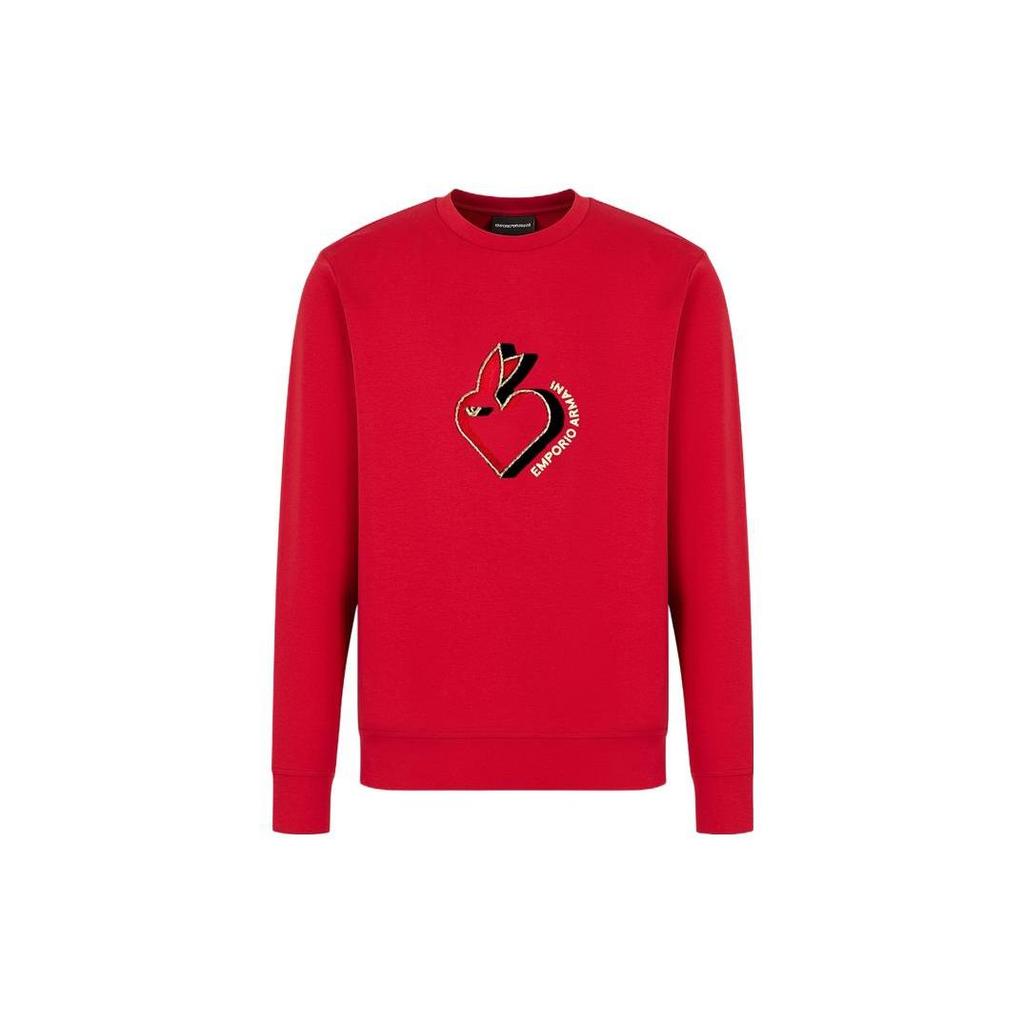 Emporio Armani Year Of The Rabbit Sweatshirts Men's Red Crew Neck Moderate 3R1MBJ-1JHSZ-0357