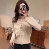 Spring and Autumn Interior Chic Short Lace V-Neck Bottom Design Slim-fit Knitted Cardigan Top Women's Hair