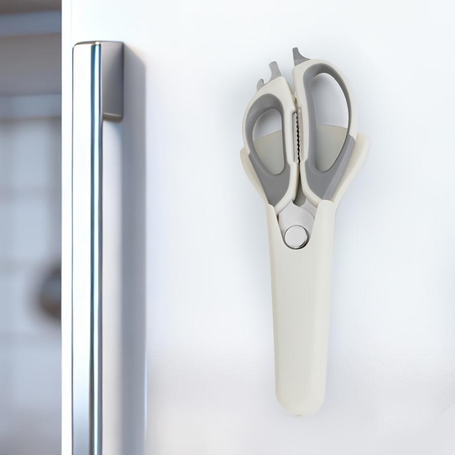 Multi-functional Kitchen Shears with Magnetic Holder - Sticks To Fridge Surfaces, Ultra-Sharp Stainless Steel Poultry Scissors for Cutting Chicken