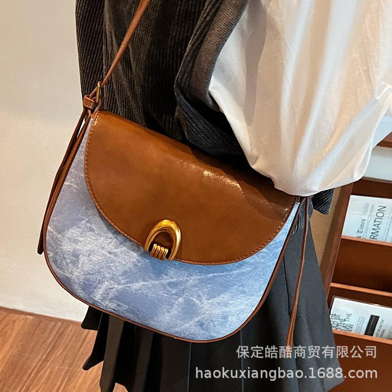 Retro bag women's 2025 new fashion shoulder bag niche design underarm bag women's high-end messenger saddle bag