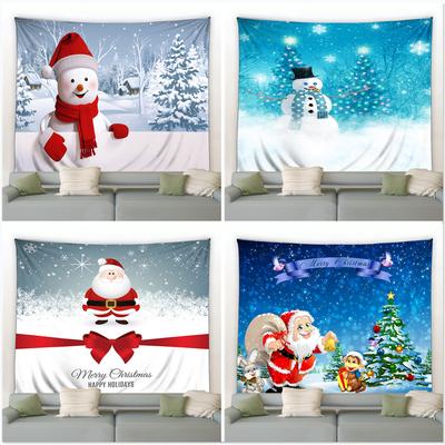 Home Decor Tapestry Santa Claus Snowman Christmas Wall Tapestry Festive Room Living Room Wall Decor Backdrop Cloth