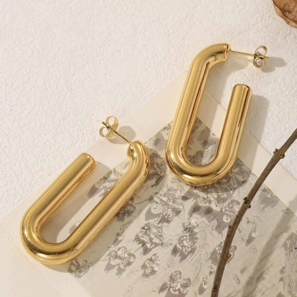 LNCHRAN 304 Stainless Steel U-Shaped Earrings for Women