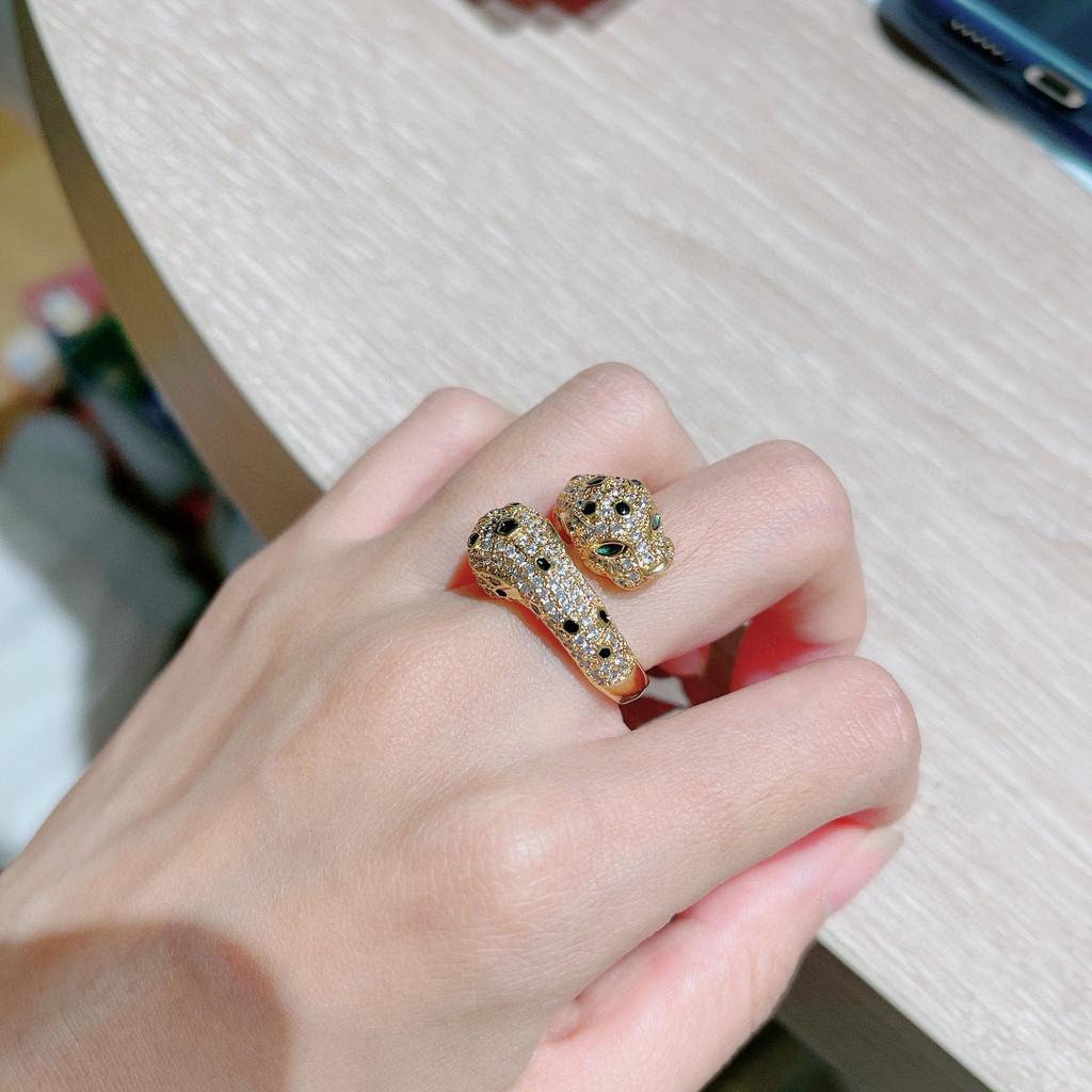 Double Leopard Opening Diamond Ring, Two Tone Anti Allergic Material, Birthday Gift, Free Shipping, Daily Outfit, Sweet and Romantic