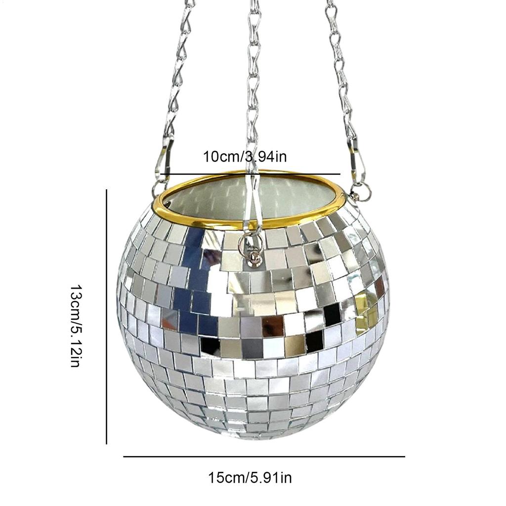 Disco Ball Planter Christmas Pots with Chain Indoor Reflective Mirror Plant Hanger for Living Room Balcony Garden Yard Backyard