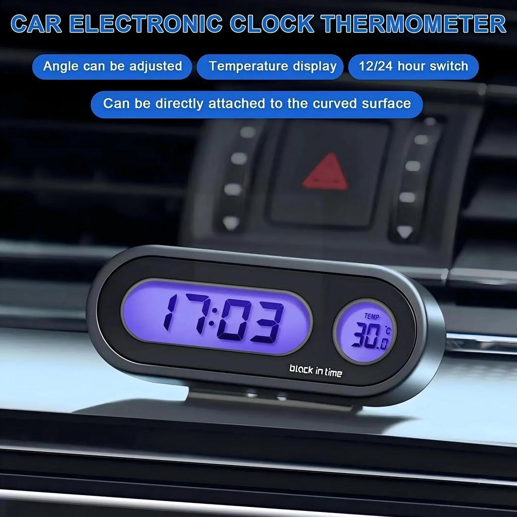 Smart Car Dashboard Thermometer Clock - Auto-Dimming Digital Display with Motion Sensor & Temperature Monitor