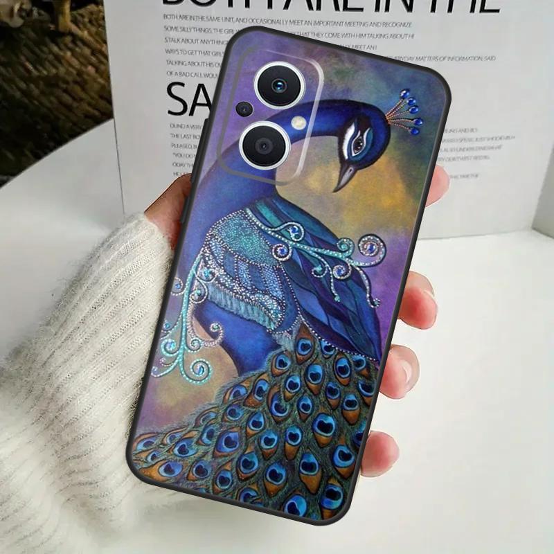 Bird Peacock Feather Case For OPPO Reno 12F 13F 14F 10 11 12 13 14 Pro 8T 7 8 Lite OPPO Find X6 X5 X8 X9 Pro Cover