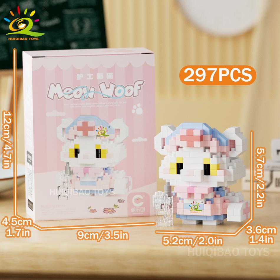 MINI Working Cat Pet Dog Micro Model Building Block Set Kids City Cartoon Animal Diamond Bricks Educational Toys Adult