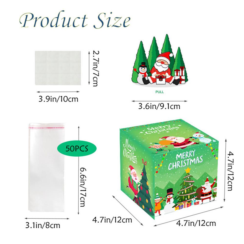 

Christmas Money Pull Box Creative Cash Pouch Money Pull Out Box With 50 Bags For Birthday Party Holiday Adults Kids Friends 12x12cm