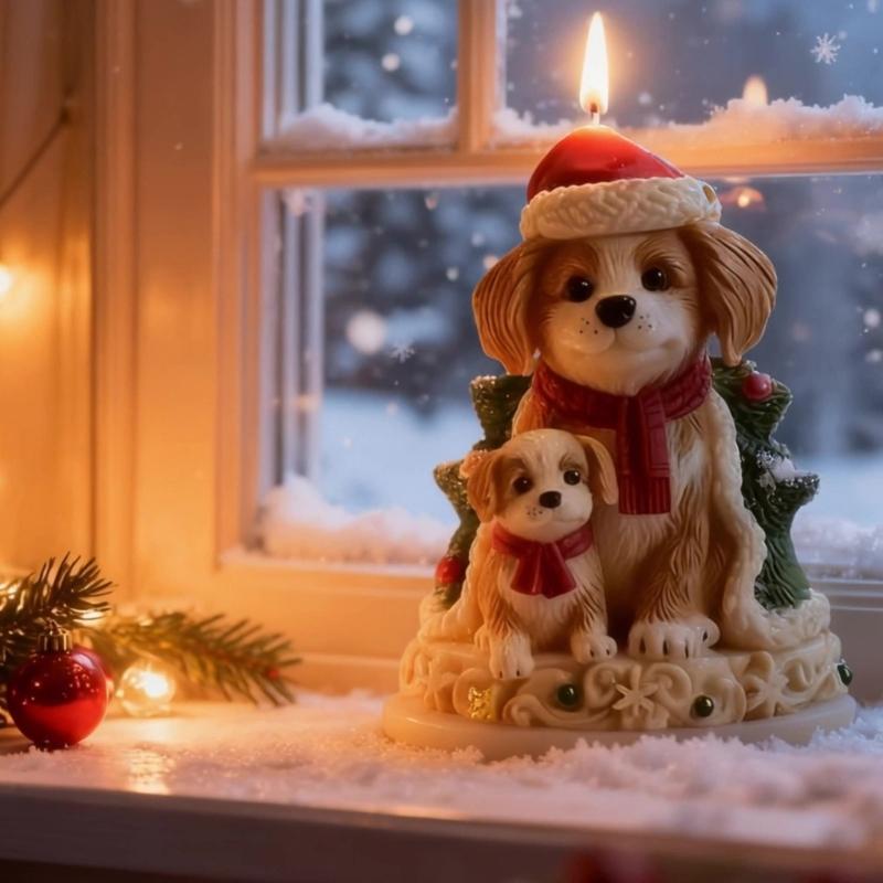 Christmas Candle Silicone Mould Dog Figurine Silicone Mold For Epoxy Resin Craft Handmade Candle Soap Chocolate Baking