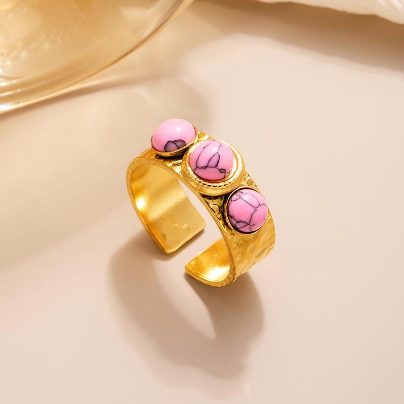 Europäischer und amerikanischer Titanstahlring mit Blumenöffnung, vergoldeter High-End-Zeigefingerring, farbenfroher, vielseitiger Ring, Schmuckgeschenk
