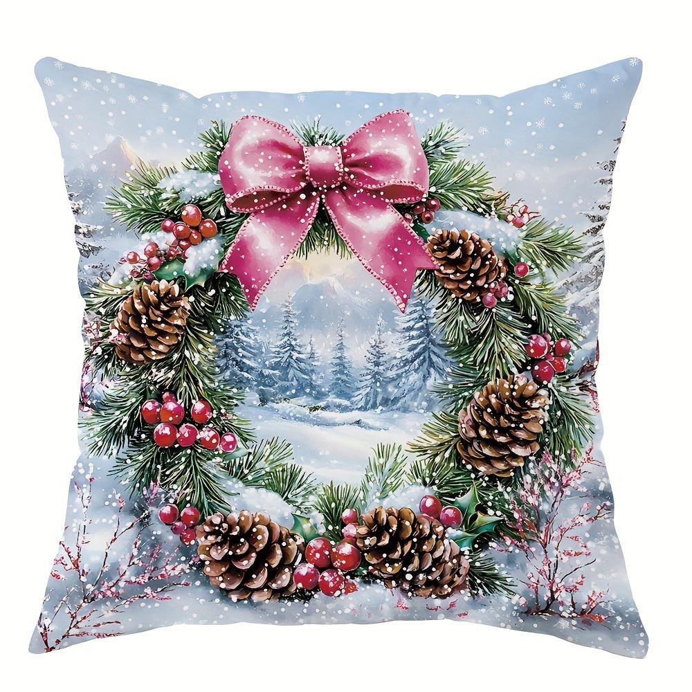 Cute Santa Claus Snowman Garland Pillowcase Christmas and New Year Gift Suitable for Home Room Living Room Sofa Cushion Cover