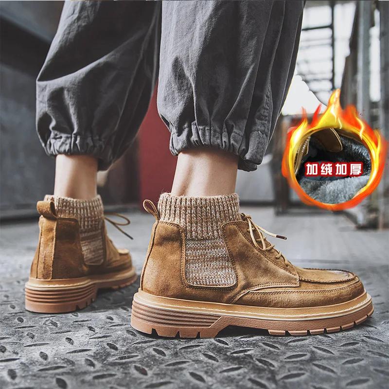 

Genuine Leather Men s Boots 2025 Autumn New Fashion Short Boots Men s British Style Boots Middle High Boots Men s casual shoes 44