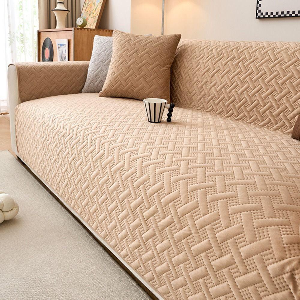 Stretch Fabric Dutch Velvet Sofa Cover Striped Pattern Dustproof Sofa Cover Bedroom