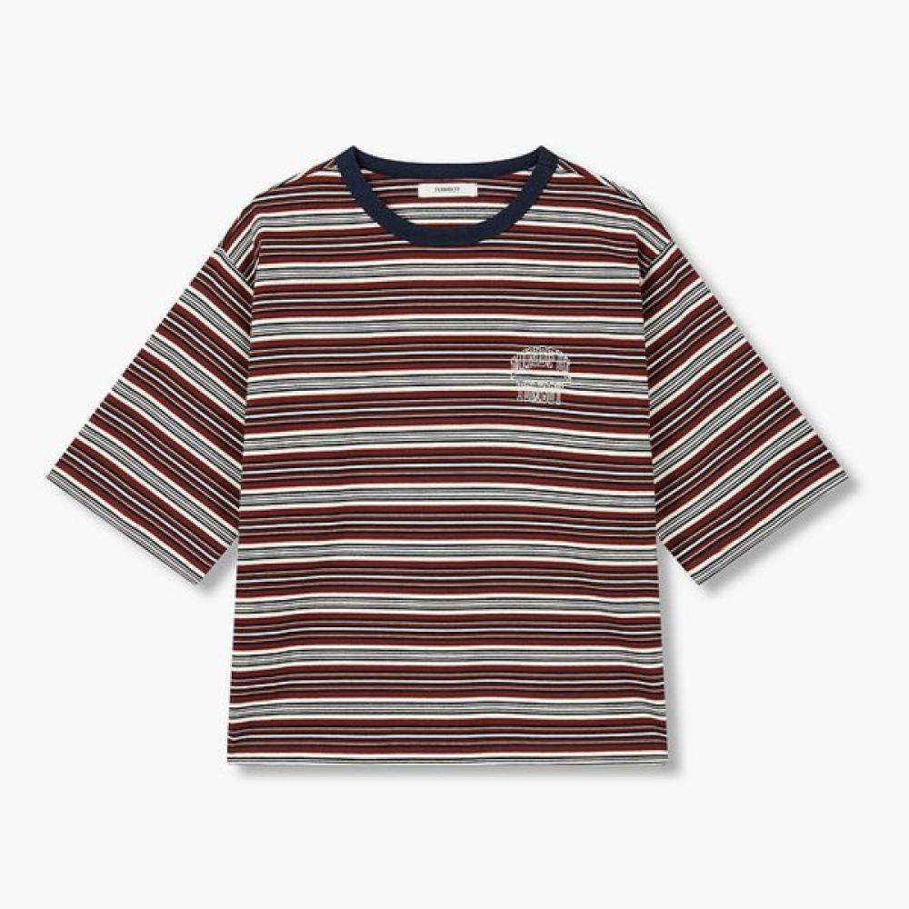 STudio Tomboy MulTi STripe Crop ShorT Sleeve T shirT 9176322976 Rust/OS
