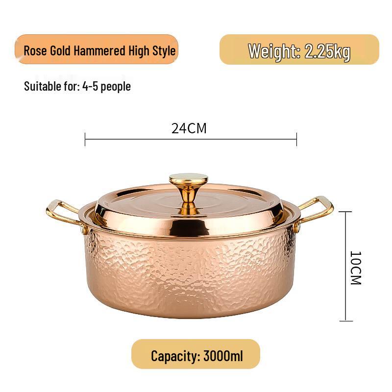 Naijiang 3-Layer Hammered Stainless Steel Deep Soup Pot