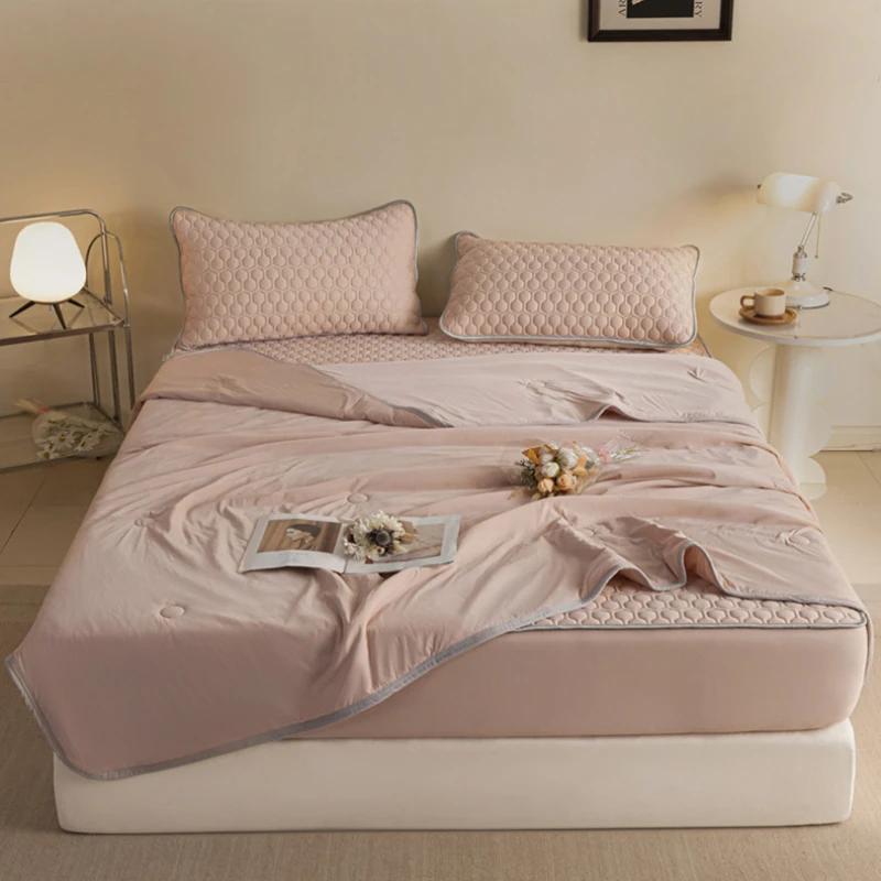 New Solid Color Cool Silk Summer Quilt Soft And Comfortable Air Conditioner Quilt Single Adult Gift Quilt