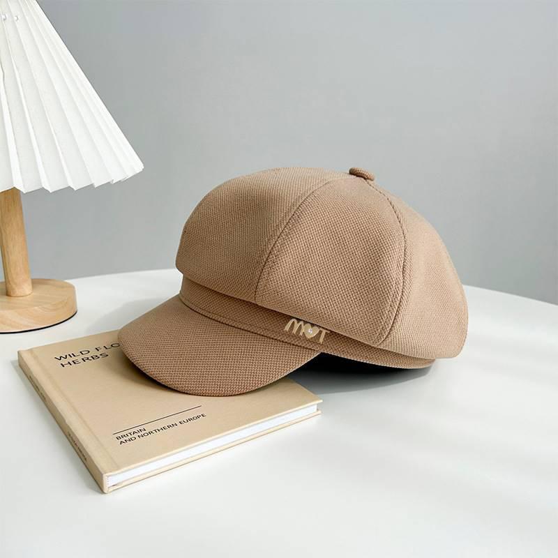 Fashion New Hat for Women Showing Their Faces Small Black Octagonal Hat  Korean Style Autumn and Winter Versatile Painter Hat Duck Tongue Beret Trendy