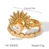 18K Gold Plated Stainless Steel Bowknot Flower Open Ring Set, Instagram Style Zircon Ring for Women, Non-fading