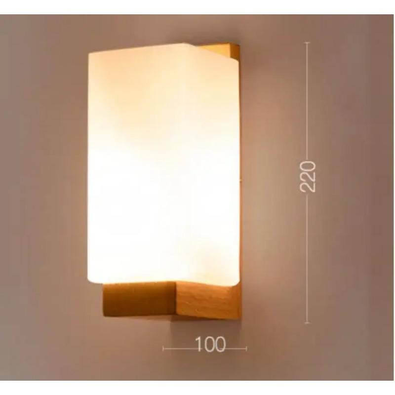Aplice moderne cu LED din lemn, Lămpi de perete nordice din lemn cu sticlă mată, Aplice pentru hol, Aisel, Hotel, Dormitor, Minimalist, Lemn masiv, Coridor