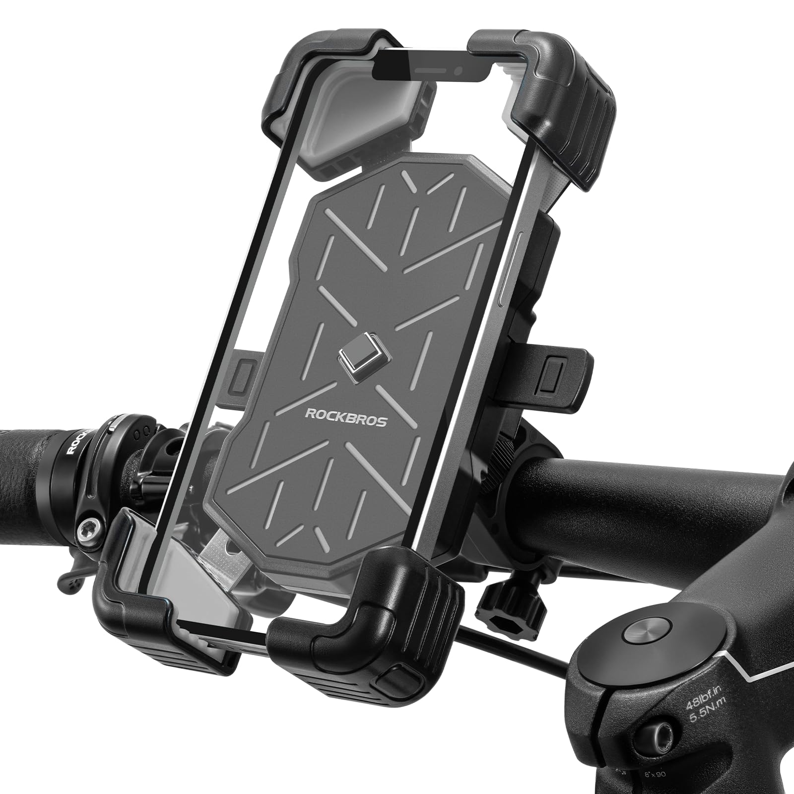 

ROCKBROS Велосипедный держатель для смартфона Подставка Держатель для мобильного телефона Управление Вращение на 360 градусов Вибропоглощение Прочный Легкая установка Шоссейный велосипед серый