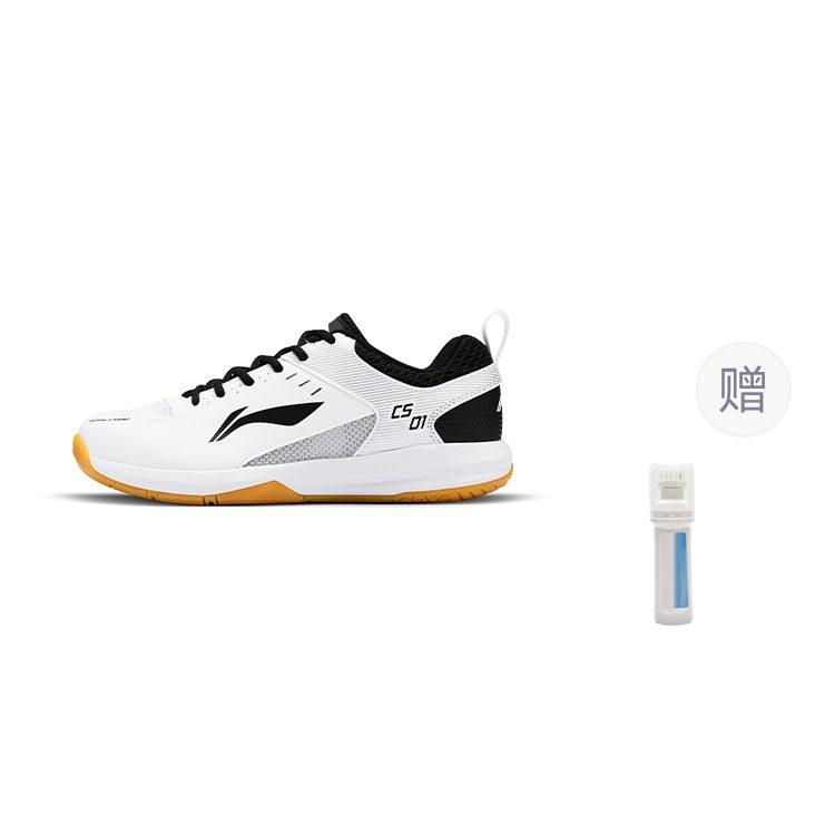 LiNing Feather Shock Absorbers Slip Resistant Abrasion Resistant Breathable Low Top Badminton Shoes Unisex White Black AYTS034-5
