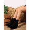 Fringe Boots Women's Winter 2025 New Plus-size British-style Thick-heeled V-mouth Booties