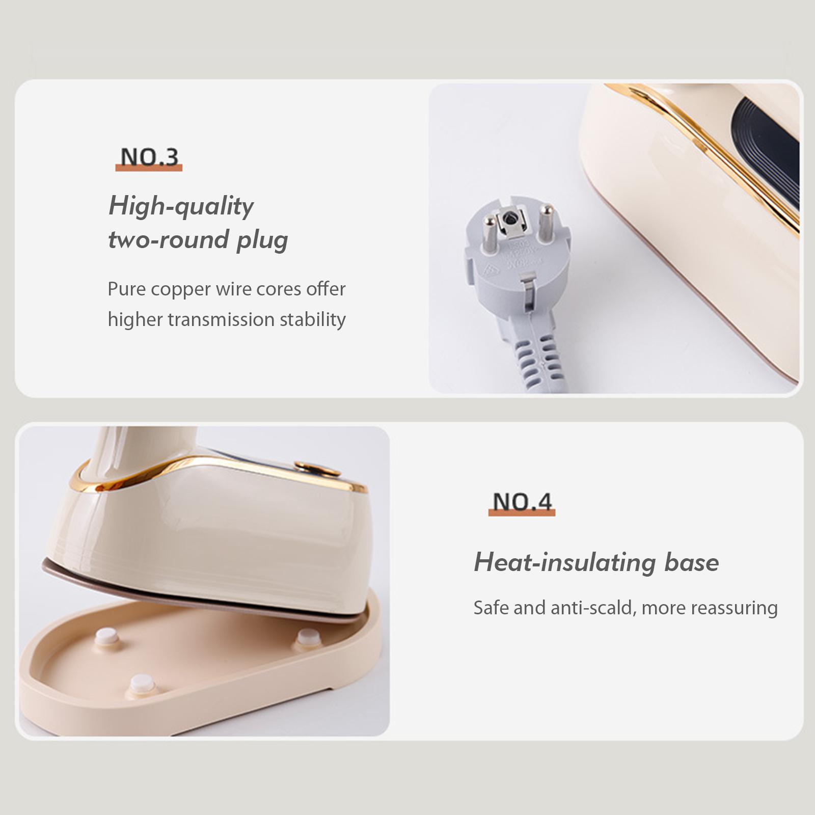 Steam Iron with LCD Screen 2 in 1 Handheld Steam Clothing Wrinkles Remover with 180° Rotatable Handle 3 Steam Levels for Travel China Mainland