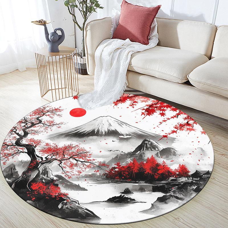 Landscape Painting pattern round rug,Carpet Rug for Living Room Bedroom Playroom ,Non-slip Floor Mat,Holiday Gifts and Birthday Gifts.
