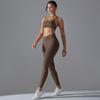 New Seamless Knitted Solid Color Sexy Back Tight Fashion Back V-waist Yoga Suit Running Fitness Set