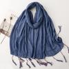 Soft Cottonlinen Feeling Scarf Shawls Women Solid Color Premium Foulard Femme Long Vacation Beach Scarf