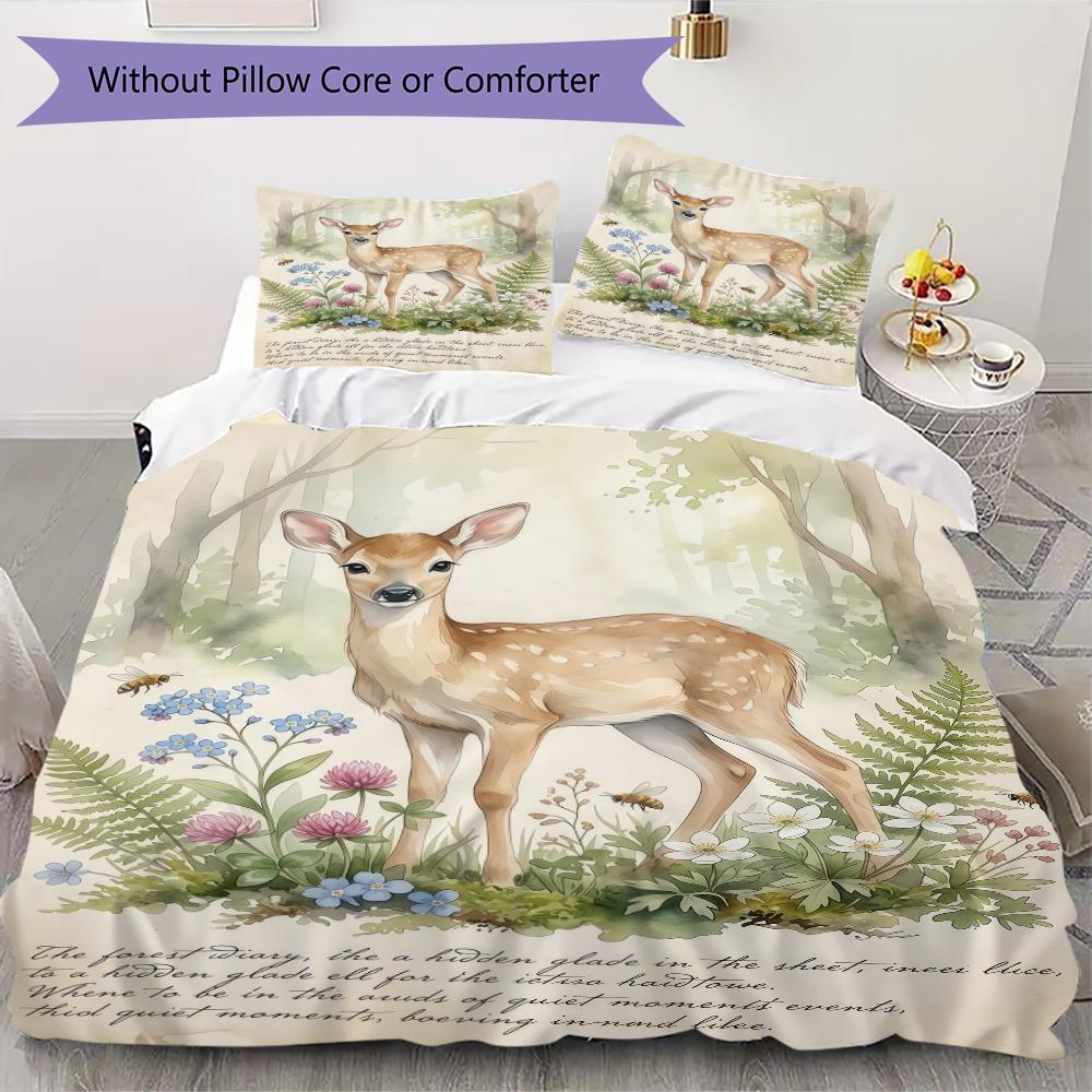 Retro Animals Pattern Bedding Uilt Set Uilt Cover Pillowcase Home Decoration Birthday Gift (1 * Duvet Cover + 2 * Pillowcase  Without Core)
