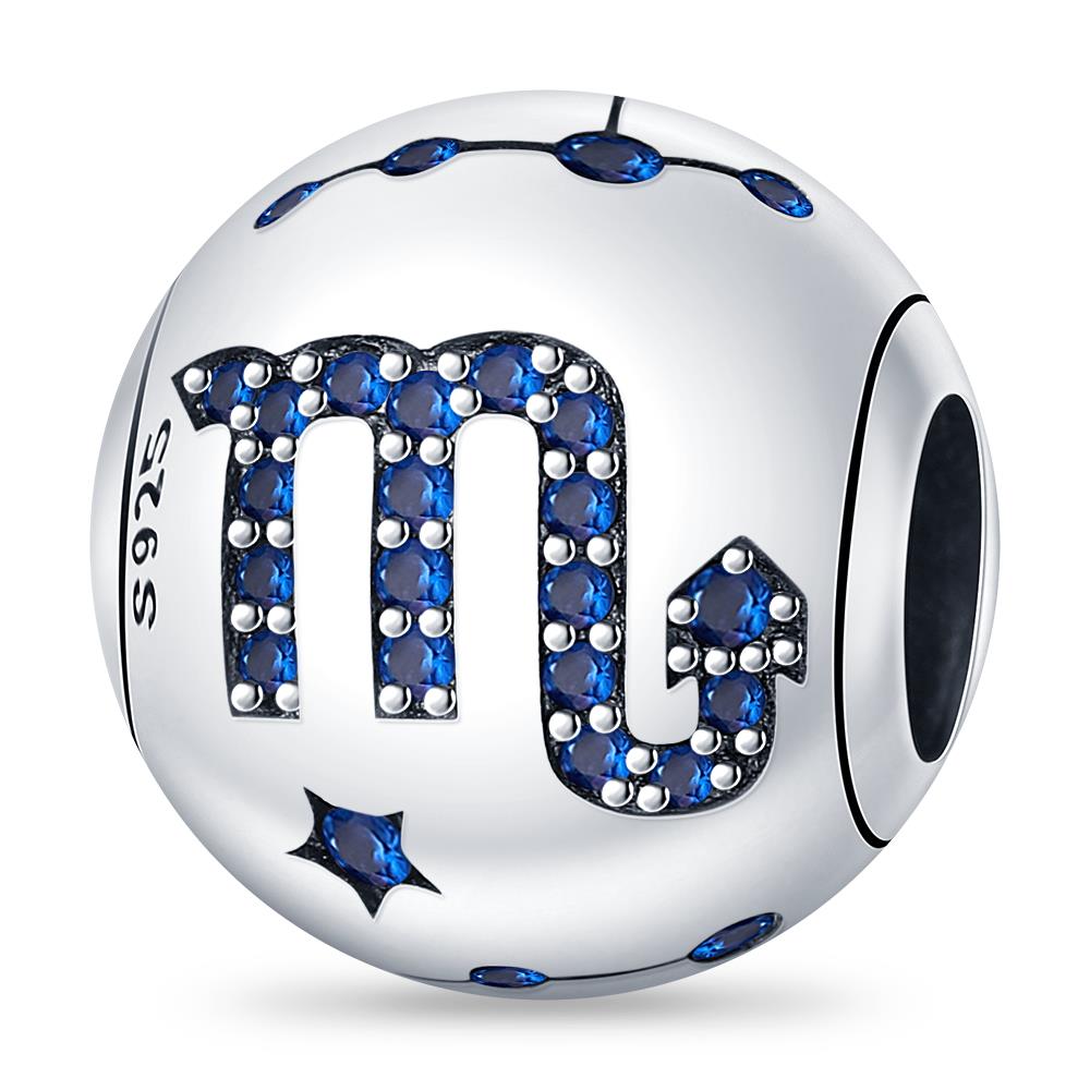 Charm Plata Authentic 12 constellation beads Water, Earth, Fire and wind round bead charm Compatible With 3MM bracelet key chain