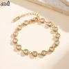 EFFIE QUEEN Stainless Steel 18k Gold Zirconia Tennis Chain Bracelet Ideal Jewelry for Women, Men Wedding Party Banquet SKTB01