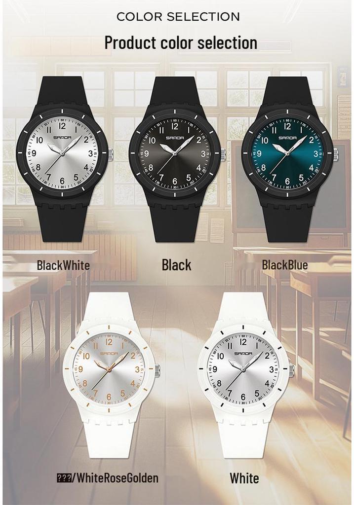 Sanda Wasserdichte Leuchtende Quarz-Armbanduhr - Einfaches Zeigerdesign für Schüler