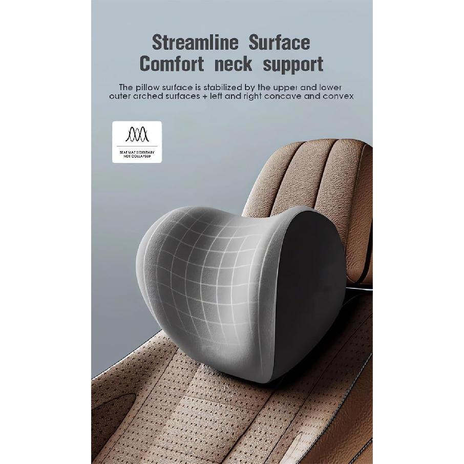 Car Headrest & Lumbar Support Cushion Ergonomic Car Seat Neck Back Rest Pillows Orthopedic Memory Foam Head Rest and Lower Lumbar Support Pillow Set