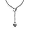 Stainless Steel Cuban Chain Pendant Necklace With Heart Charm Men Women Gunmetal Gold Finish Fashion Punk Gothic