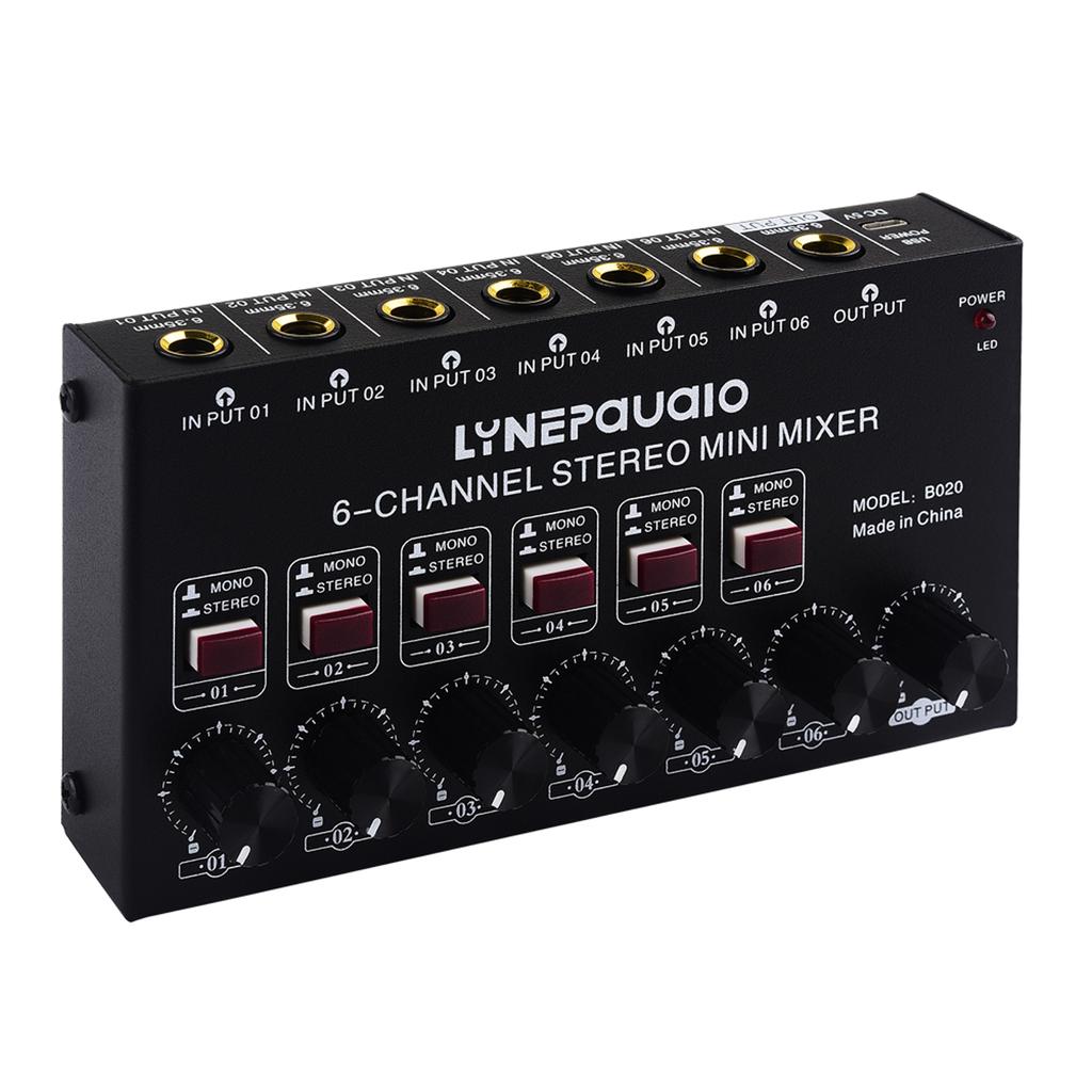 Mini 6-Channel Stereo Audio Mixer Musical Instrument Mixer Electric Wind/Electric Guitar/Electronic