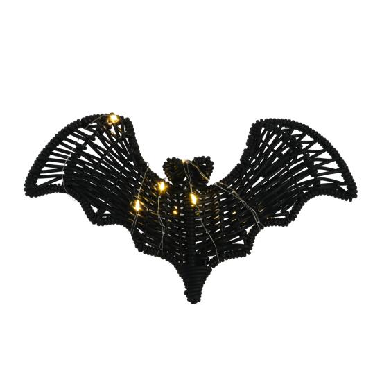 Halloween Rattan Bat Decoration 3D Scary Black Plastic Woven Bat Wall Hanging Decor for Tree Porch Yard Lawn Indoor Outdoor Farmhouse Decor