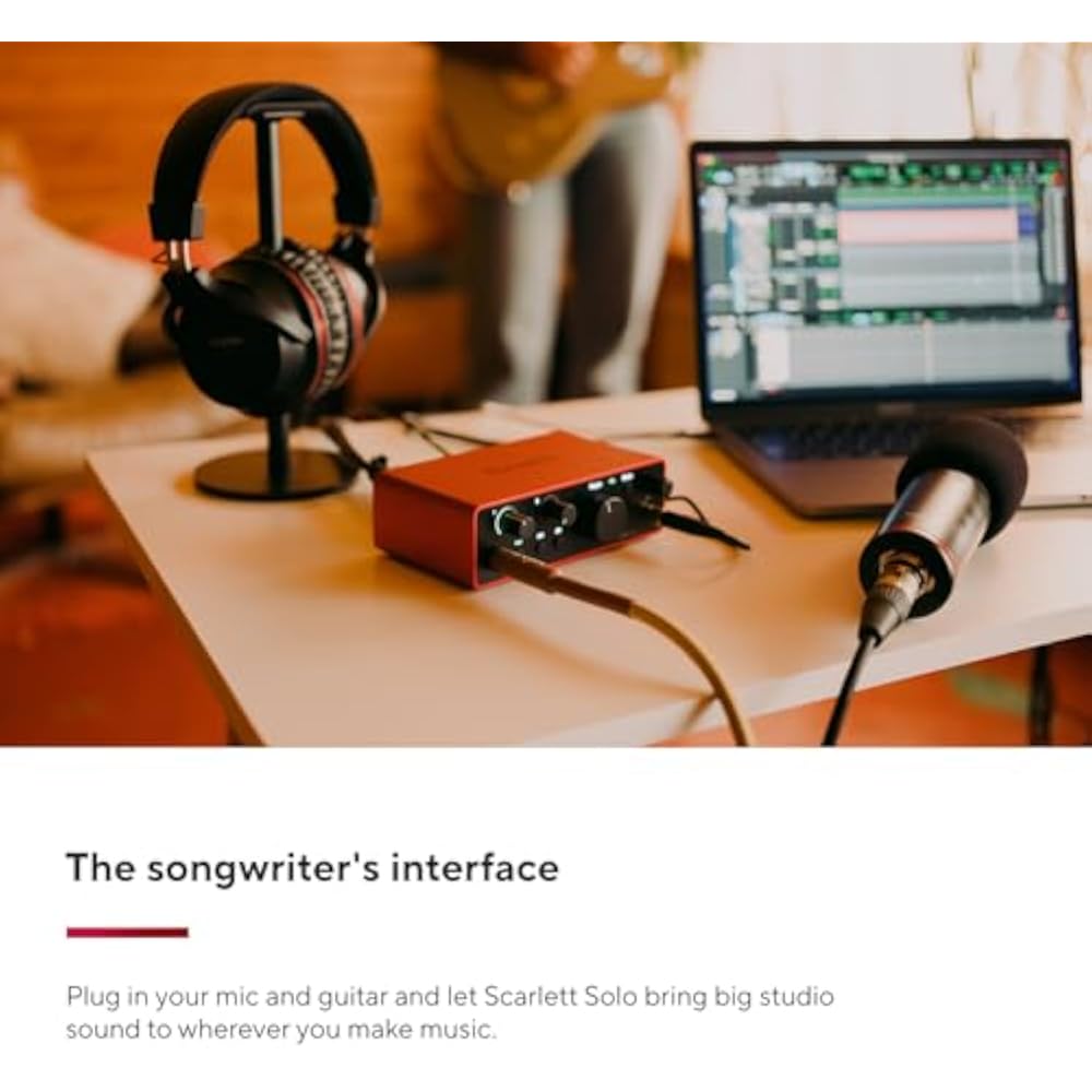 Focusrite Scarlett Solo 4th Generation USB Audio Interface for Guitarists, Vocalists, and Produce...