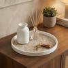 Vintage Round Wooden Serving Tray Large Capacity Decorative Fruit Storage Tray Space Saving Candle Holder Home Decor