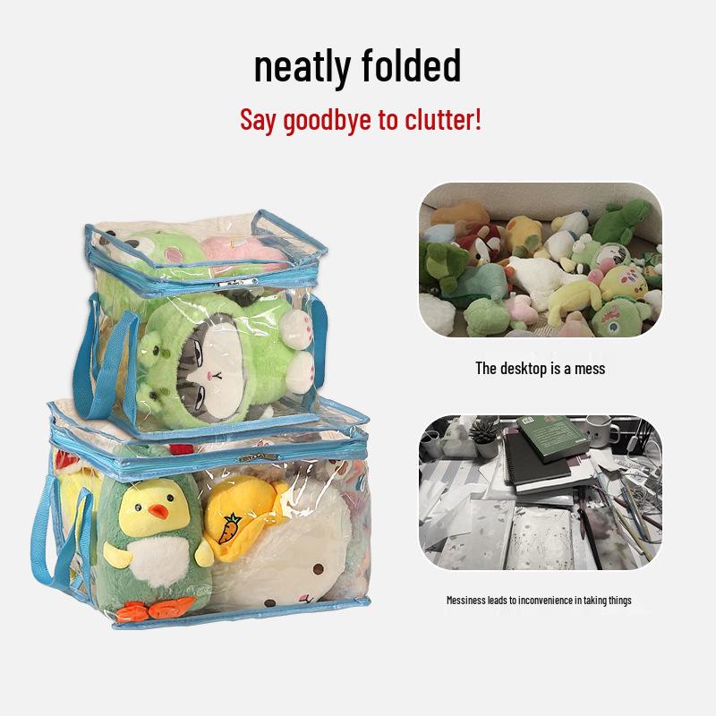 Cute Waterproof Storage Bag for Toys & Books - Large Capacity, Transparent & Durable