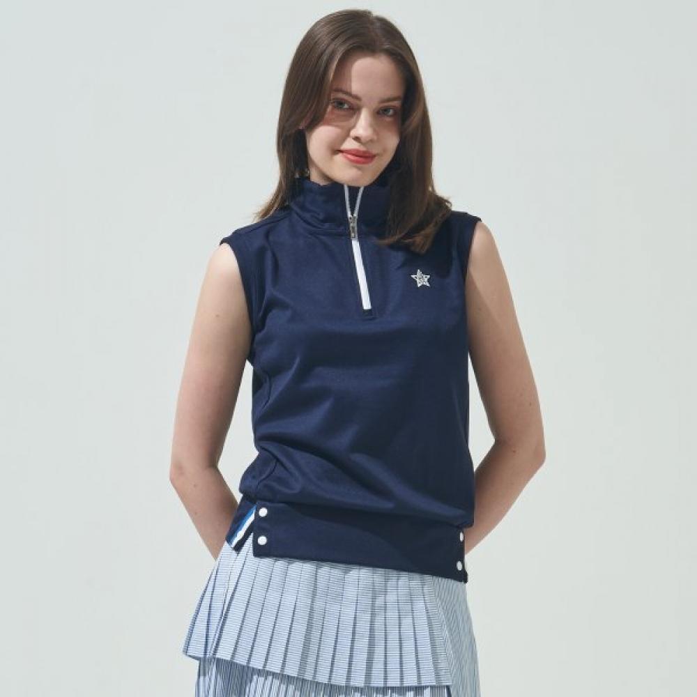 Blu DoT Half Zip Sleeveless T shirT Plus Ny 090