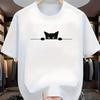 2026 New Relaxing Unisexs Casual Black TShirt With Cute Cat Design Short Sleeve Summer Fashion Essential For Casual Attire Tops