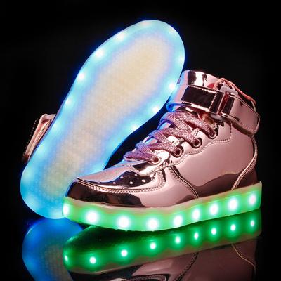 Zapato de Niño Neutro Fluorescente Zapatos Deportivos De Moda De Caña Alta LED Recargable Luminoso para Niños Niña Zapatos De Niña