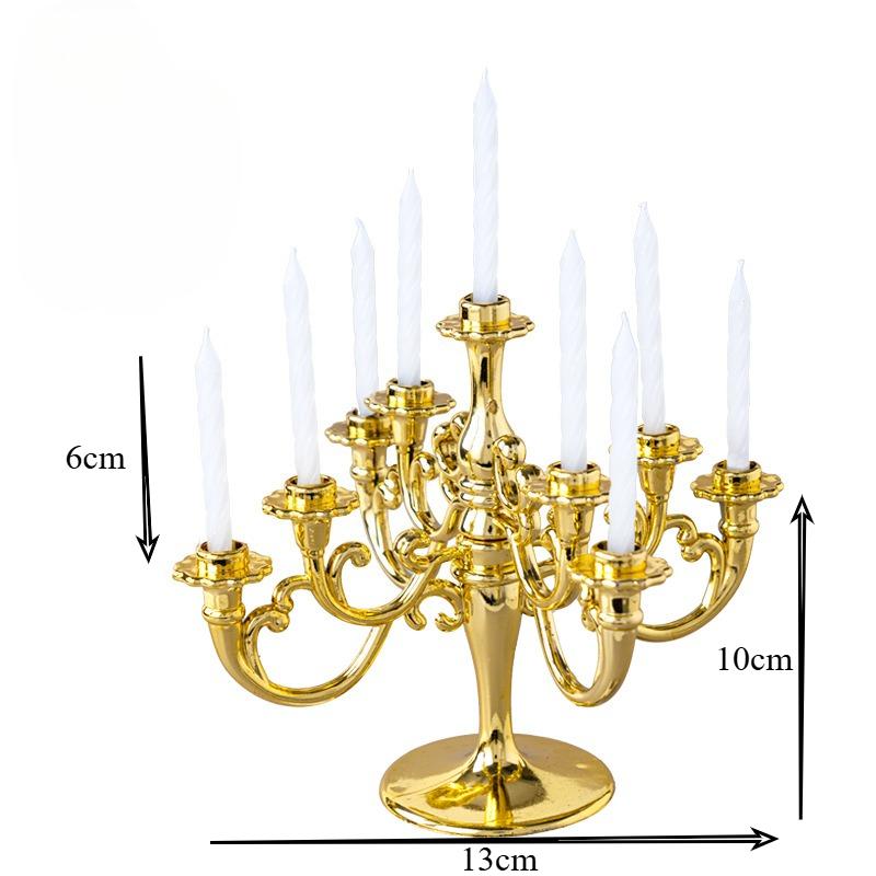 9PCS Candles and Candlestick Bracket 1 Set Cake Topper Birthday Party Cake Candle Holders Toppers De