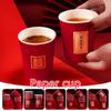 40/60 Stück Chinesischer Stil Hochzeit Rote Tasse Einweg Verdickt Chinesisch Rot Hochzeitsbankett Papierbecher Party Dekoration Zubehör