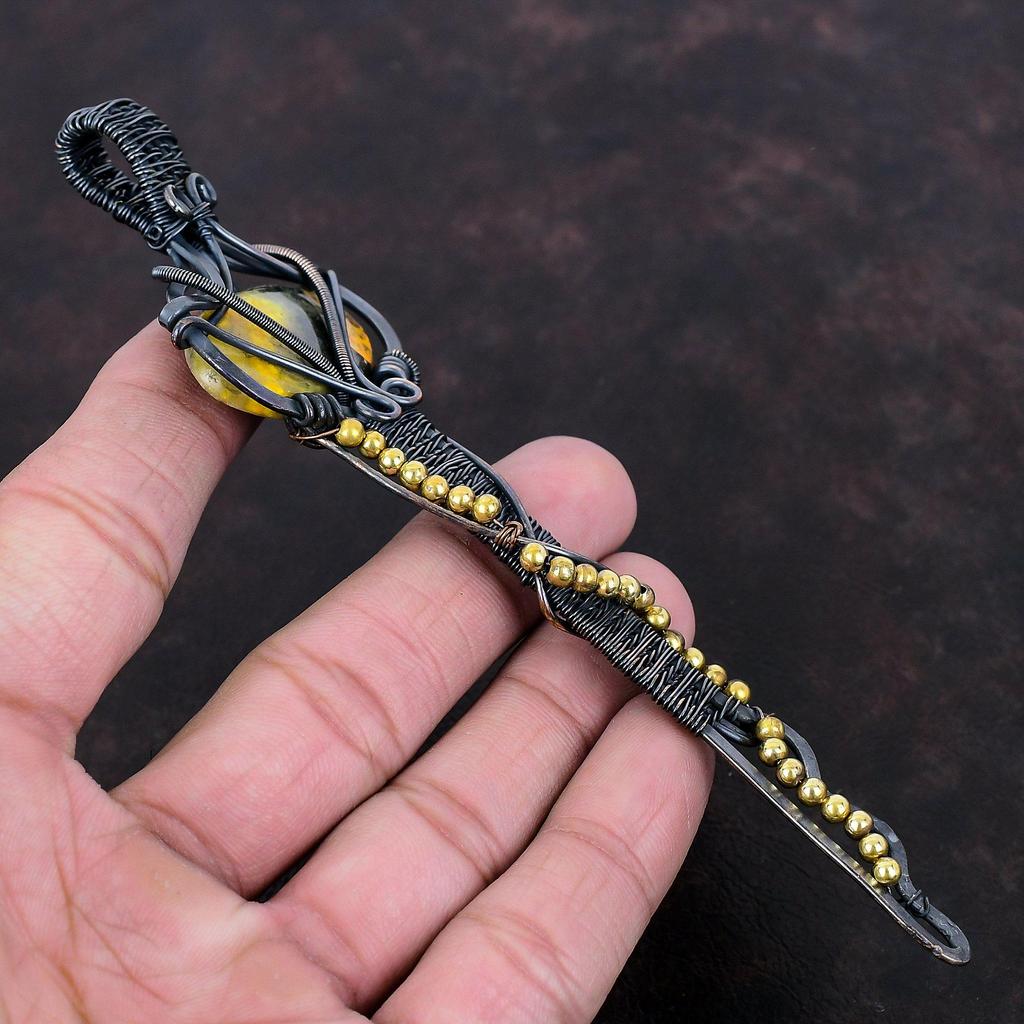 Bumble Bee Jasper Pendant Copper Wire Wrapped Pendant Handmade Jewelry Key Pendant Natural Gemstone Pendant Copper Jewelry Anniversary Gifts