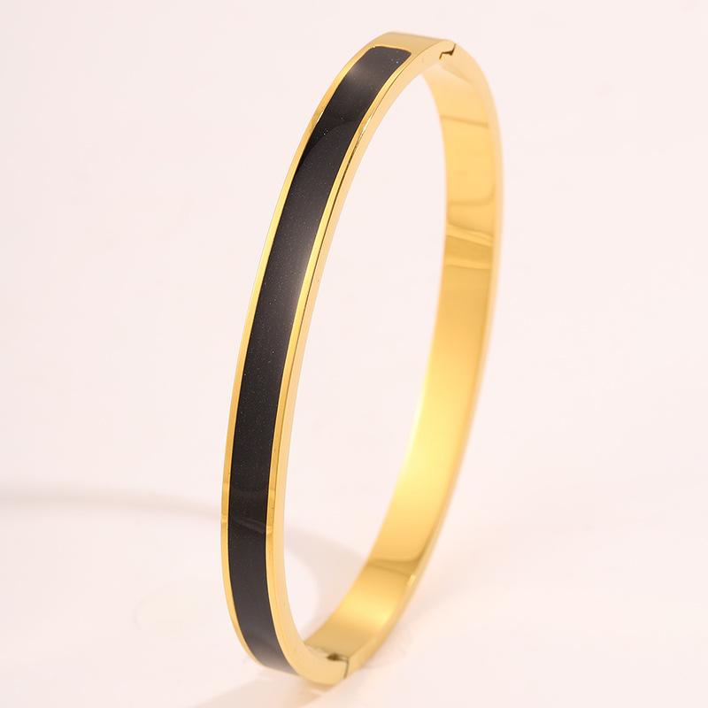Titanium steel bracelet, oil dripping ring set, simple enamel bracelet, girls' high-end DIY ring, non-fading bracelet.