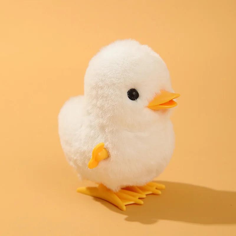 1pcs Animals Toy Children Boy Girl Cute Wind Up Jumping Chick Plush Stuffed Animals Chick Clockwork Walking Playthings Kids Fun Play Gifts