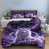 Ethereal Fox with Amethyst Crystals Bedding Duvet Cover Set  (1*Duvet Cover 2*Pillowcases, Without Duvet Insert)